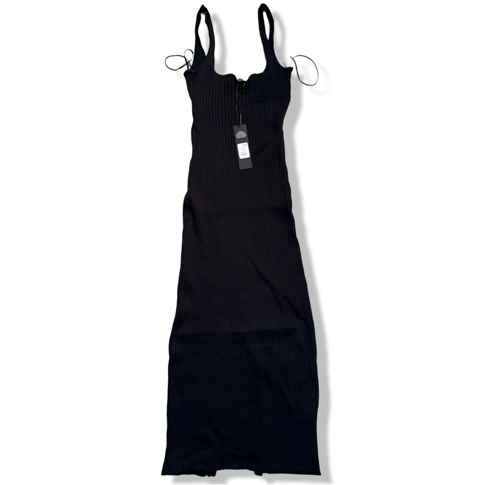 Fashion Nova Stretch Fitted Midi-Dress Size S Black